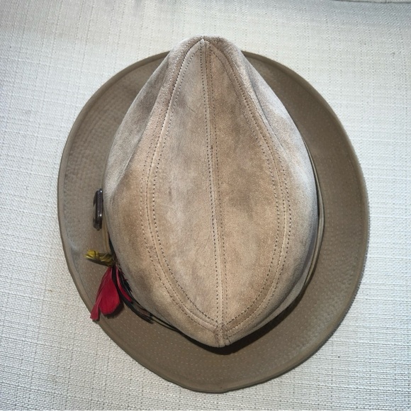 Dobbs Suede Leather Light Tan Fédora Hat Size 7 Small Vintage - Picture 4 of 6